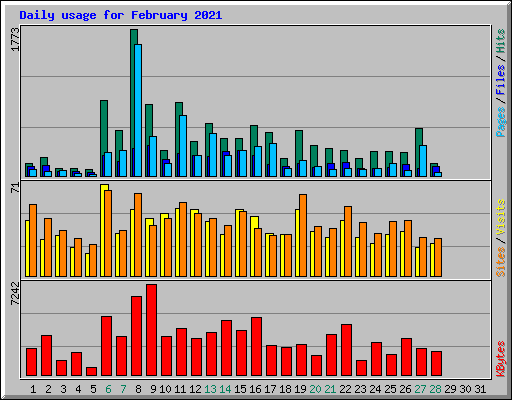 Daily usage for February 2021