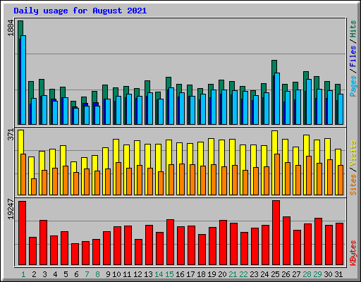 Daily usage for August 2021