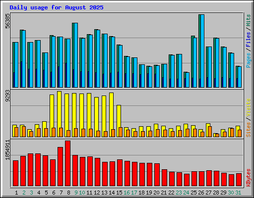Daily usage for August 2025